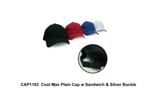 CAP1103--Cool-Max-Plain-Cap-w-Sandwich-&-Silver-Buckle