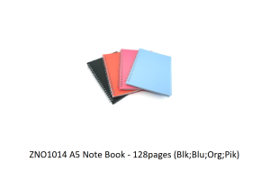 ZNO1014 A5 Note Book - 128pages (Blk;Blu;Org;Pik)