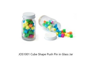 JOS1001 Cube Shape Push Pin in Glass Jar